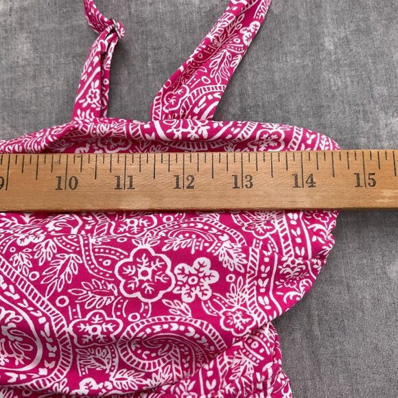 Lands End Swim Tankini Women 6 Pink White Floral Twist Front Pad Bra Top 1pc - Picture 4 of 8
